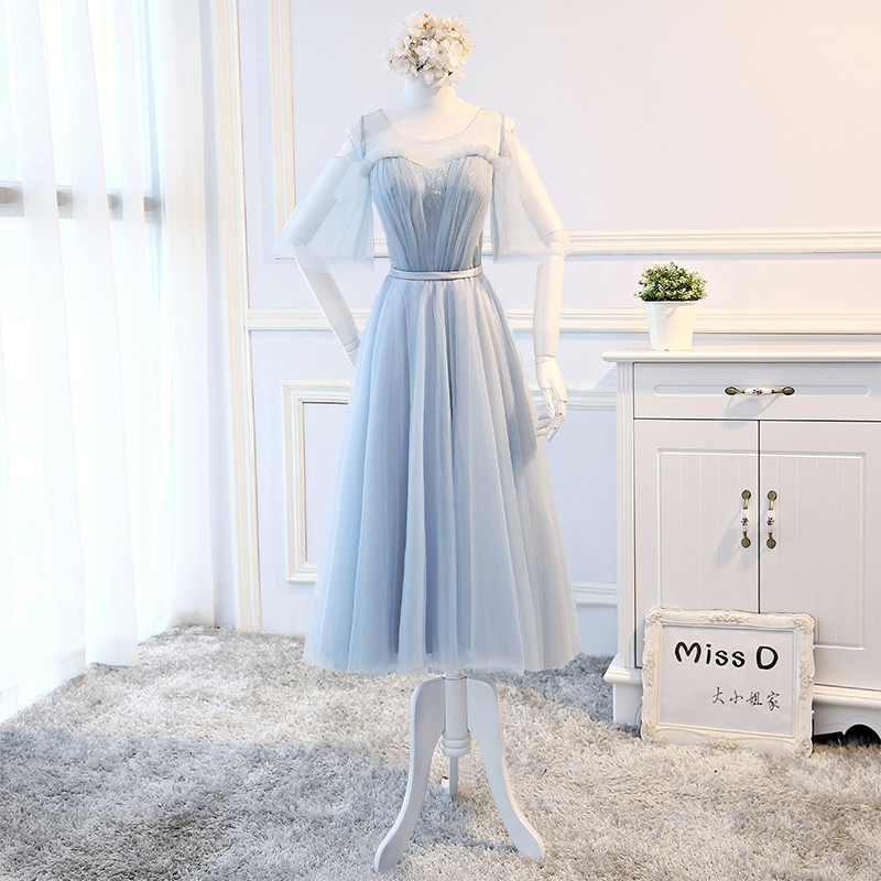 Bridesmaid Dresses 2019 new pattern Mid length version Spring grey Korean Edition temperament Bridesmaid Sister skirt Tuxedoin the Women's clothing/Boutique , Wedding/Cheongsam/Formal dress , Formal dress/Evening category - from Buy2taobao.com to provide professional Taobao agent buy service