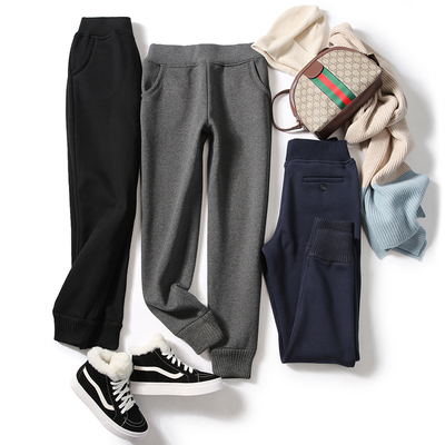 戎美【KZ4609011】隆冬保暖(600g) 拉绒加厚螺纹收口休闲裤