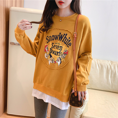 假两件卫衣女2019新款潮超火cec长袖上衣秋宽松ins韩版慵懒中长款