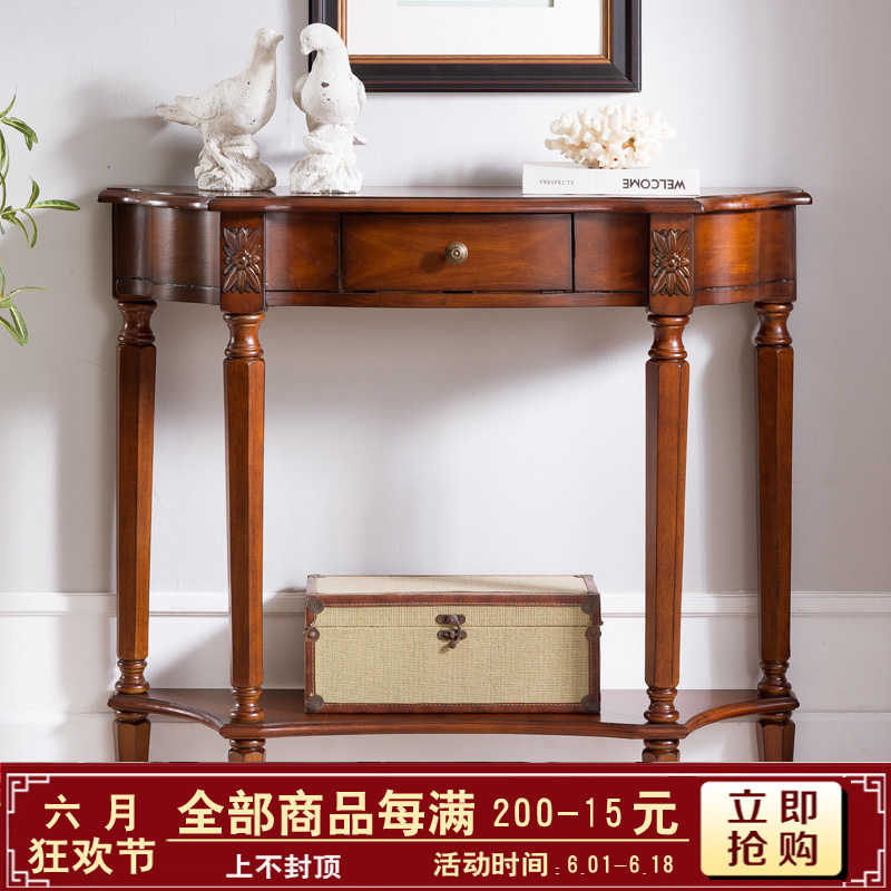 美式全实木玄关柜乡村半圆靠墙桌超薄走廊小玄关台门厅间隔玄关桌在类目 住宅家具, 柜类, 门厅/玄关柜中 - 来自Buy2taobao.com提供专业的淘宝代购服务