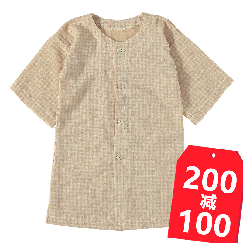 乐桃有机棉 婴儿家居服夏 婴儿0-1岁家居服 宝宝纯棉双纱布家居服|msdalam kategori Kanak-kanak/Bayi/Keluarga dipasang, pakaian kanak-kanak di rumah, puncak tracksuit - dari Buy2taobao.com untuk memberikan perkhidmatan ejen Taobao profesional membeli
