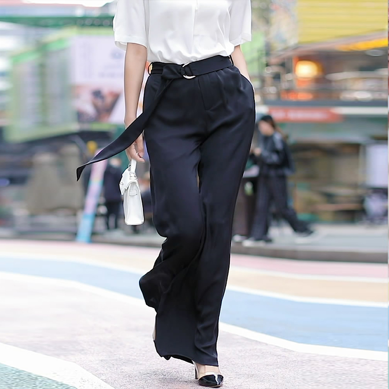 重磅真丝阔腿裤女春夏2019新直筒高腰显瘦桑蚕丝休闲长裤大脚甩裤|ruв категории Женская одежда, брюки, брюки/Formalwear брюки - от Buy2taobao.com для оказания профессиональной услуги покупки агента Taobao