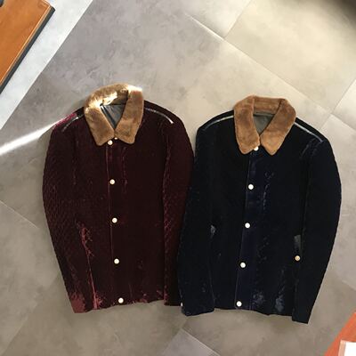 保暖舒适 男士丝绒小翻领棉衣外修身显瘦冬棉服外套大码 送爸爸