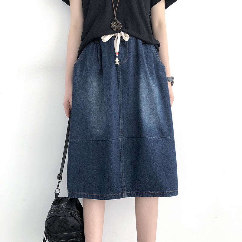 Denim skirt new pattern literature Do the old Easy Versatile Mid length version mma skirt Elastic waist skirtin the Women's clothing/Boutique , Skirts category - from Buy2taobao.com to provide professional Taobao agent buy service