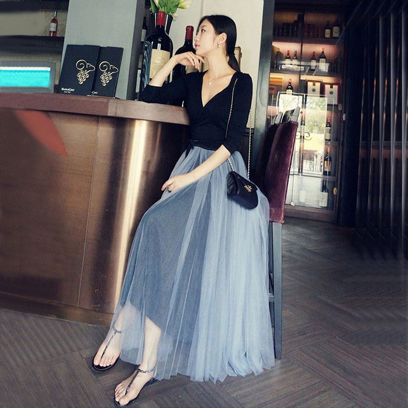 Gauze skirt skirt 2018 new pattern Autumn and winter Paige longuette A word skirt Mid length version Spring and summer Pompous skirtin the Women's clothing/Boutique , Skirts category - from Buy2taobao.com to provide professional Taobao agent buy service