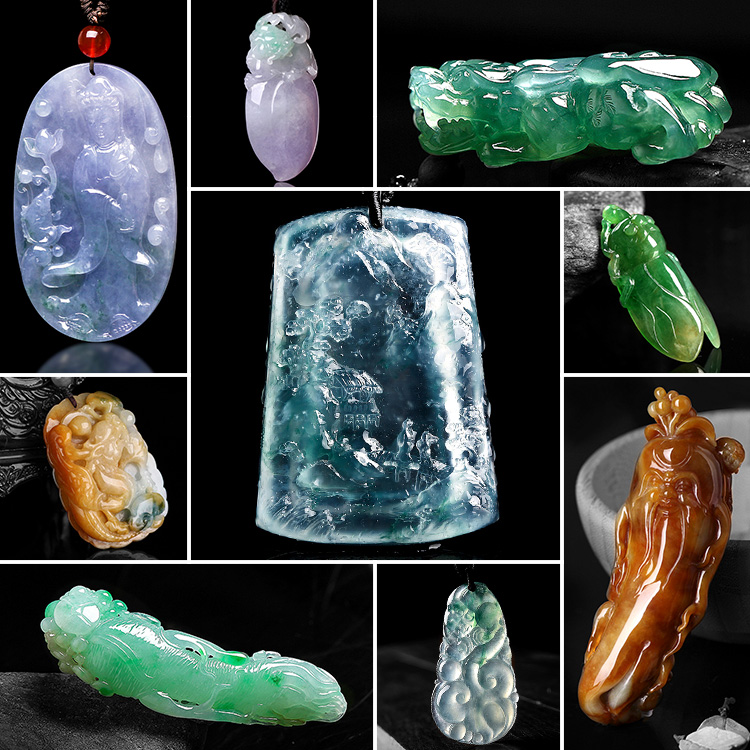 Emerald wool natural Myanmar Jade pendants Partially Prepared Products Landscape cards Ruyi Practiced hand Material certificatein the Jewelry/Diamond/Jade/Gold , Jade (New) , Earring category - from Buy2taobao.com to provide professional Taobao agent buy service