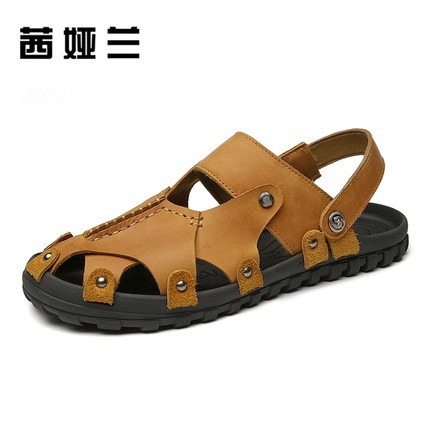 Qianyalan 2019 new pattern summer Retro Sandals man Dual use sandals genuine leather Hollow Crocsin the Men's Shoes, Sandals category - from Buy2taobao.com to provide professional Taobao agent buy service