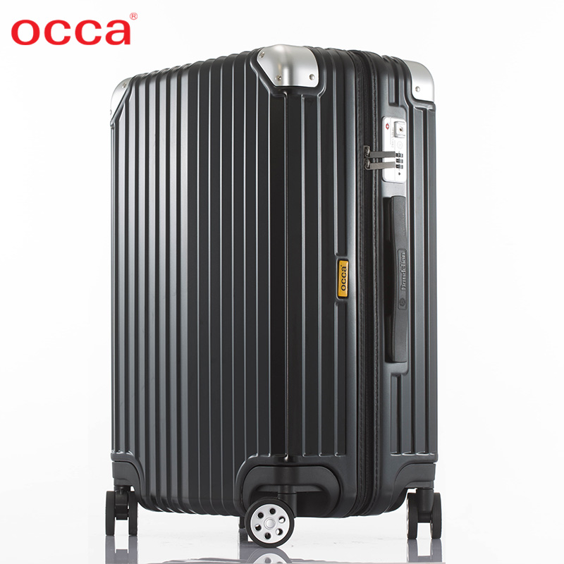 OCCA New Pure PC Zipper case aluminium alloy Enclave angle Draw bar box Universal wheel trunk black casein the Leather/Lady bags/Men's bag, Suitcase category - from Buy2taobao.com to provide professional Taobao agent buy service