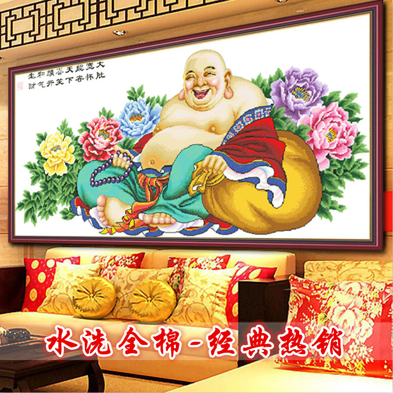 纯手工 弥勒佛笑口常开大肚佛牡丹富贵版客厅大幅 机绣十字绣成品在类目 居家布艺, 十字绣及工具配件, 十字绣成品中 - 来自Buy2taobao.com提供专业的淘宝代购服务