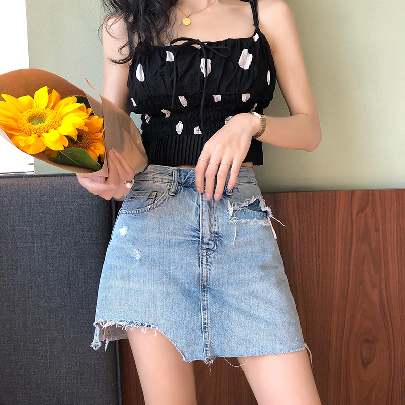Denim skirt skirt 2019 new pattern Culotte Irregular Korean Edition Paige Skirtin the Women's clothing/Boutique , Skirts category - from Buy2taobao.com to provide professional Taobao agent buy service