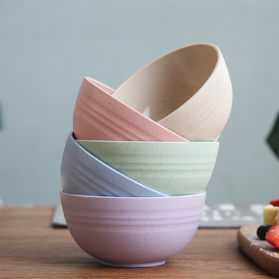 日式小麦秸秆餐具家用小碗米饭碗北欧风小清新汤碗防摔小孩吃饭碗