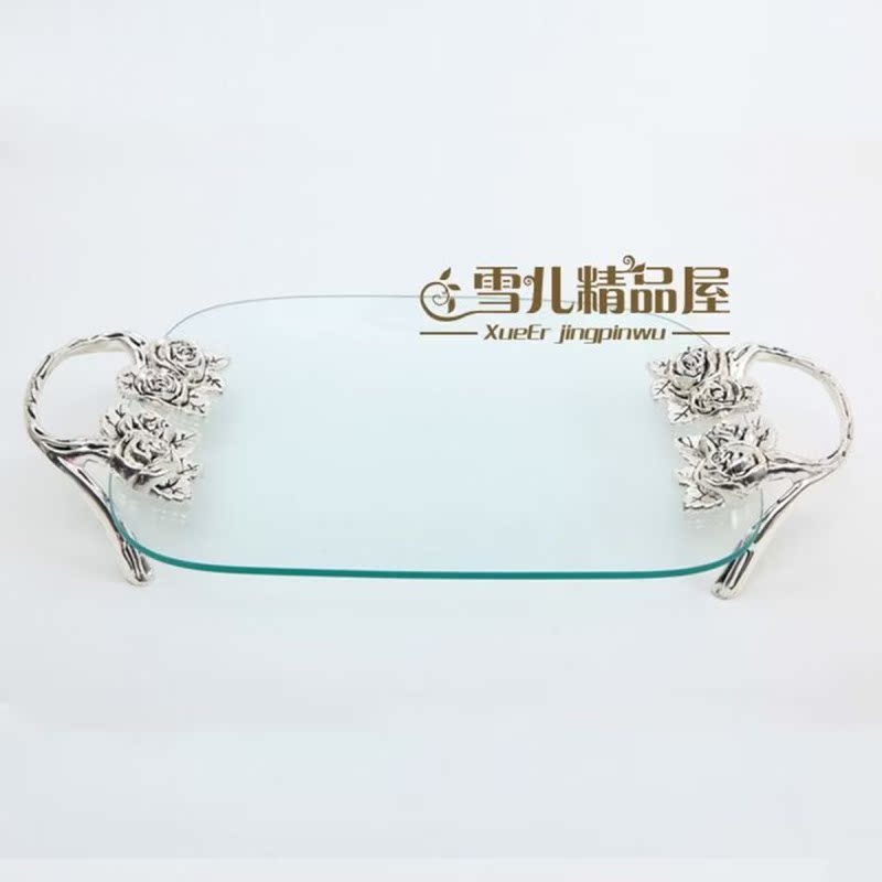 创意水果盘豪华别墅时尚会所玫瑰水晶果盘长方形带脚玻璃糖果盘在类目 餐饮具, 餐具, 果盆/果盘/果篮中 - 来自Buy2taobao.com提供专业的淘宝代购服务