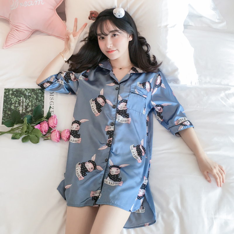 睡裙女士夏季薄款冰丝短袖性感睡衣大码胖mm200斤家居服夏天宽松|ruв категории Нижнее белье, платье - от Buy2taobao.com для оказания профессиональной услуги покупки агента Taobao