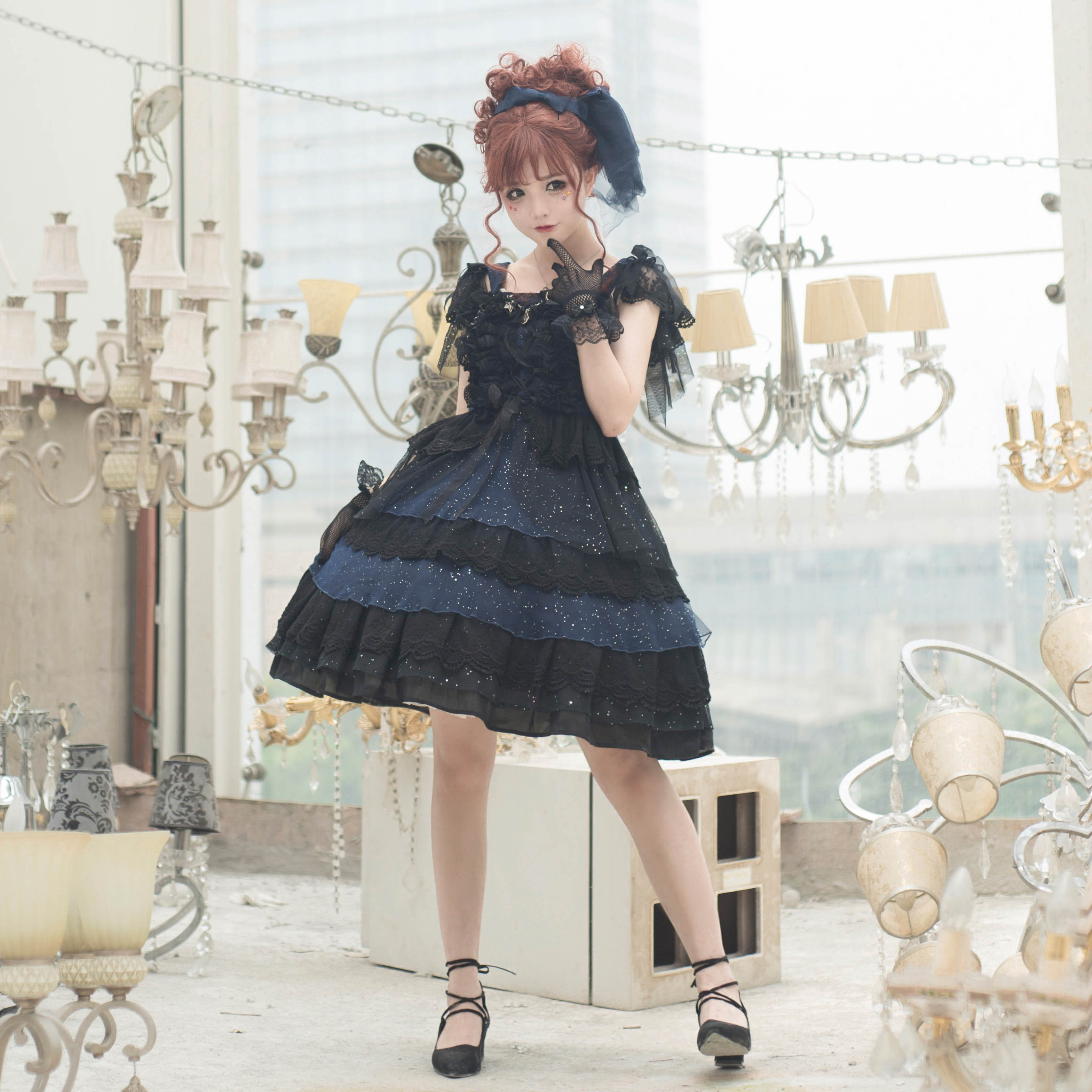 兔兔与咩咩海的女儿lolita华丽花嫁繁星黑色甜系少女洋装JSK现货|ruв категории плесень играть/Аниме/вокруг/cos/настольные игры, вторичный элемент Лолита, Лолита/мягкая одежда/переплет - от Buy2taobao.com для оказания профессиональной услуги покупки агента Taobao