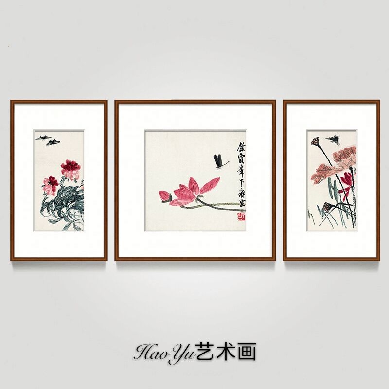 新中式客廳裝飾畫沙發背景牆挂畫三聯招財風水國畫齊白石荷氣生財在類目 家居飾品, 裝飾畫, 國畫中 - 來自Buy2taobao.com提供專業的淘寶代購服務