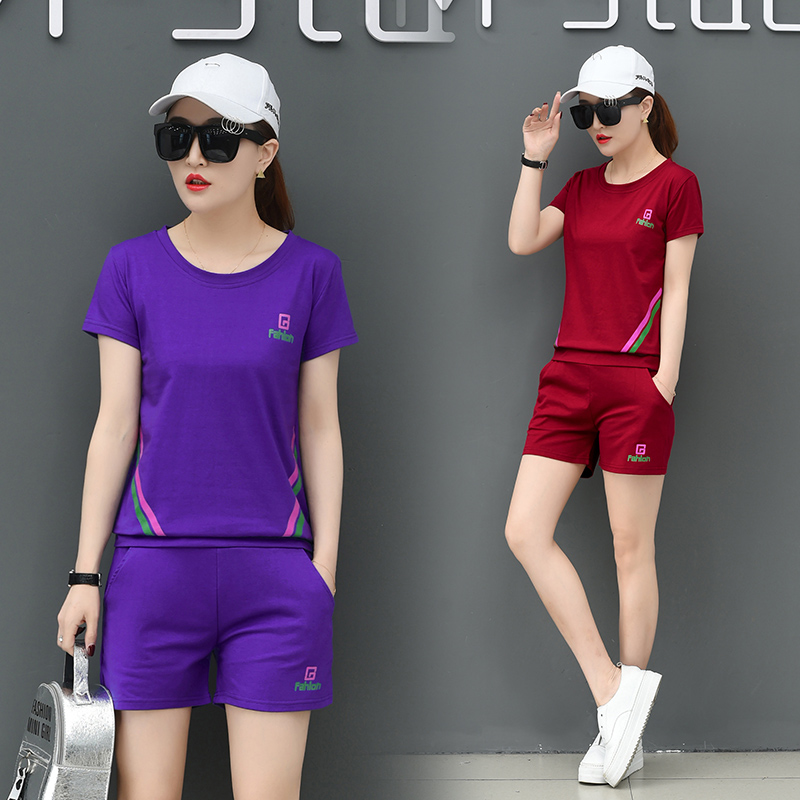 2019夏季新款女装休闲运动装套装女时尚显瘦短袖短裤跑步服两件套|ruв категории Женская одежда, костюм/студенты школьную форму/обмундирования, досуг, спортивный костюм - от Buy2taobao.com для оказания профессиональной услуги покупки агента Taobao