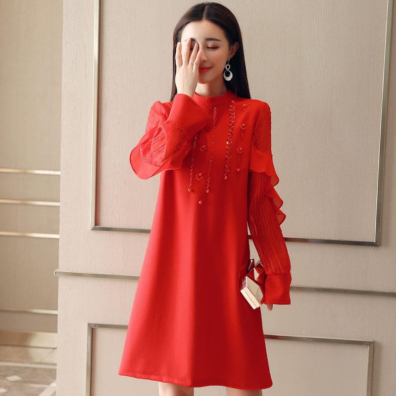 2019春季新款女裝紅色結婚敬酒服新娘孕婦回門禮服短款長袖連衣裙在類目 女裝/女士精品, 婚紗/旗袍/禮服, 禮服/晚裝中 - 來自Buy2taobao.com提供專業的淘寶代購服務