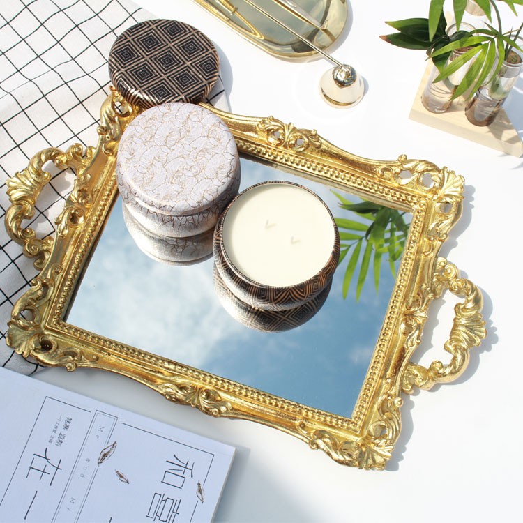 Retro European style Tray golden Mirror Tray Cosmetics Storage tray jewelry Tray Decoration Aromatherapy candles Trayin the Home accessories , Decoration category - from Buy2taobao.com to provide professional Taobao agent buy service