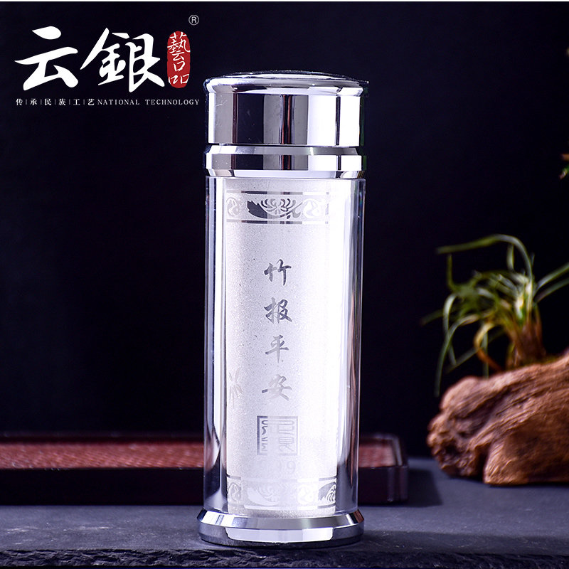 雲銀雲南雪花銀內膽銀水杯999足銀保溫杯純銀杯子女士茶杯辦公杯在類目 餐飲具, 杯子/水杯/水壺, 保溫杯中 - 來自Buy2taobao.com提供專業的淘寶代購服務