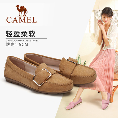 骆驼2018夏秋新款女士平跟鞋子 休闲豆豆鞋 平底妈妈单鞋韩版百搭