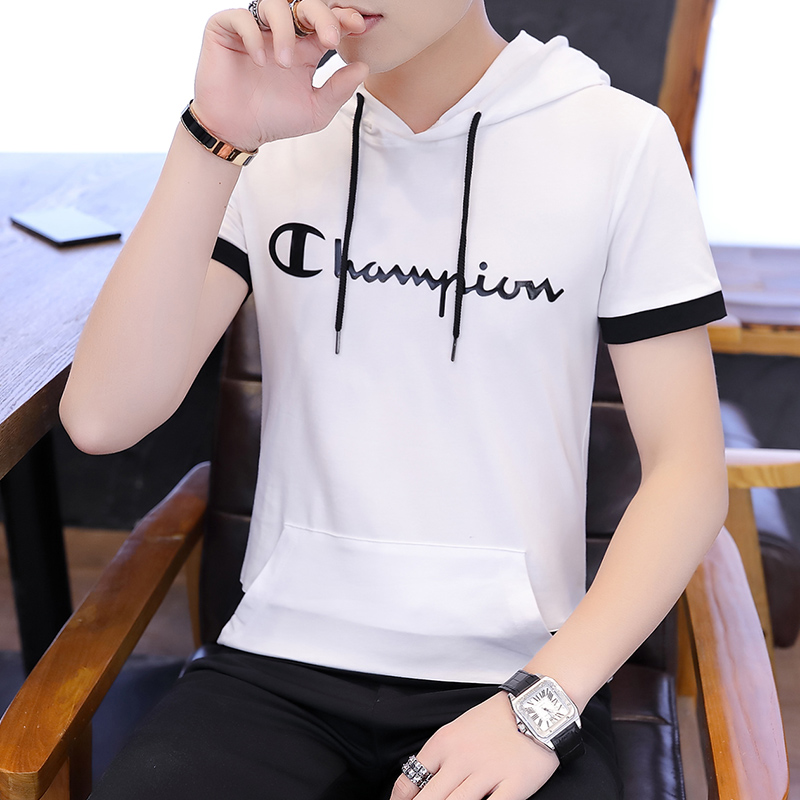 Short sleeved Hooded Sweater Spring and summer Teenagers pure cotton half sleeve Metrosexual leisure time clothes coat Thin sectionin the Men's clothing, Sweater category - from Buy2taobao.com to provide professional Taobao agent buy service