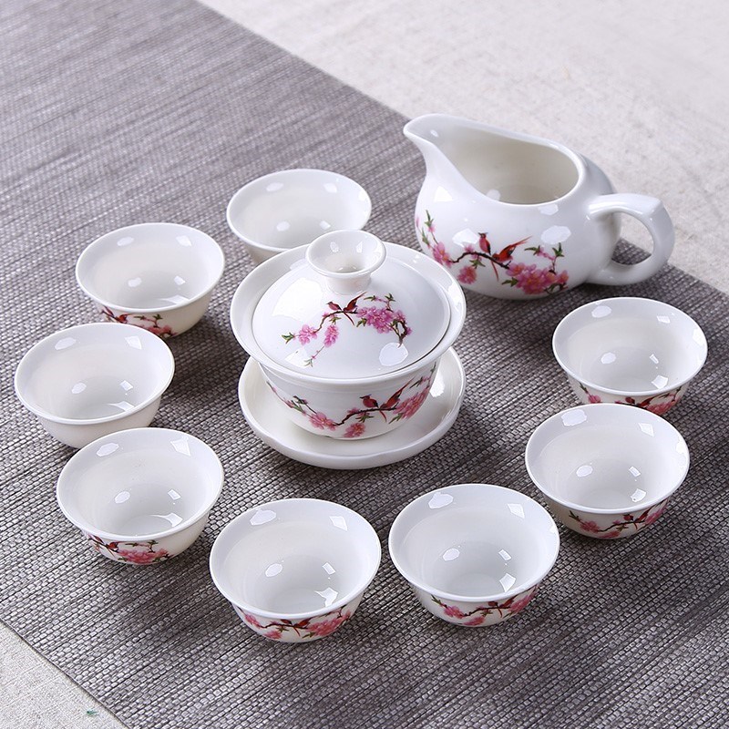 白瓷整套功夫茶具广告送礼品开业青花瓷盖碗旅行可定制套装印LOO|ruв категории посуда, чайный сервиз, кунг - Фу, чайный сервиз - от Buy2taobao.com для оказания профессиональной услуги покупки агента Taobao