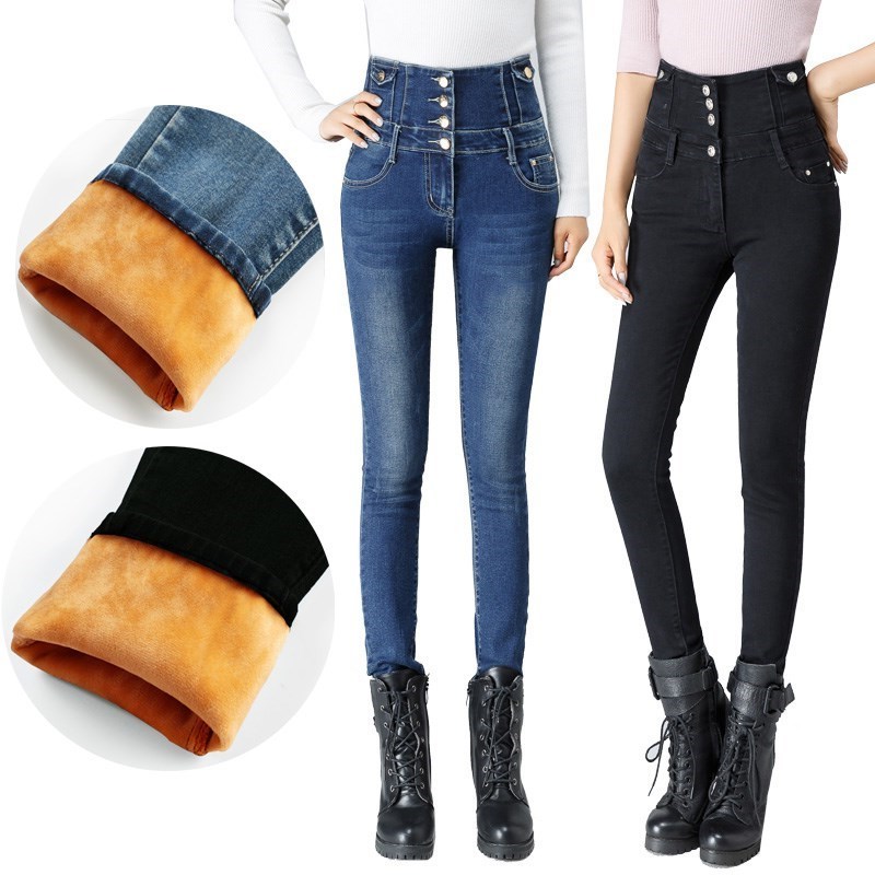Paige Plush thickening winter Show thin mm Large Elastic force Self cultivation Tight fitting Feet trousersin the Women's clothing/Boutique , Jeans category - from Buy2taobao.com to provide professional Taobao agent buy service