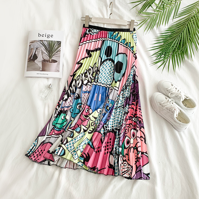 European style 2019 spring clothes new pattern Bouffancy skirt Mid length version Cartoon printing Big swing skirtin the Women's clothing/Boutique , Skirts category - from Buy2taobao.com to provide professional Taobao agent buy service