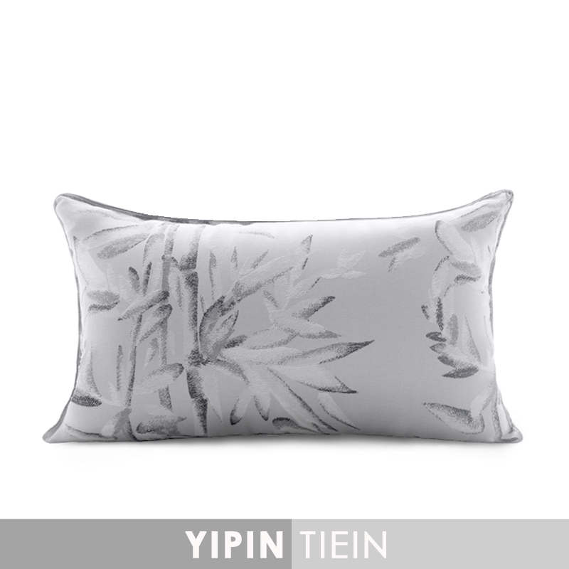 兿品|银灰色绣竹叶腰枕|长方形样板房家居软装饰现代中式抱枕定制在类目 居家布艺, 靠垫/抱枕中 - 来自Buy2taobao.com提供专业的淘宝代购服务