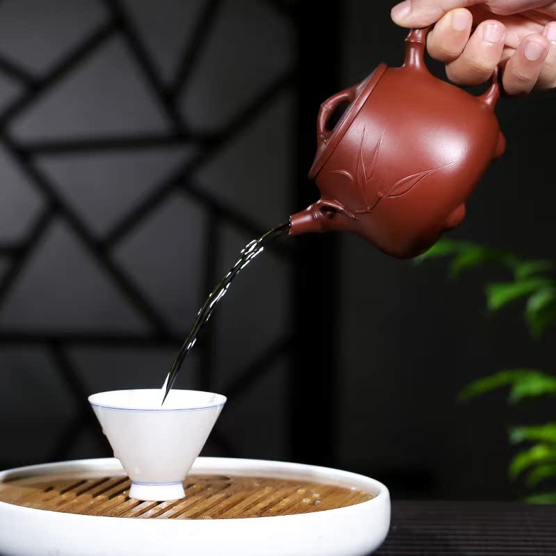 household Ore Dahongpao Tea Bamboo segment dark-red enameled pottery teapot All hand Bamboo Stone pots and pans Yixing Teapot Kungfu Online tea setin the Tableware , Tea set , Teapot category - from Buy2taobao.com to provide professional Taobao agent buy service