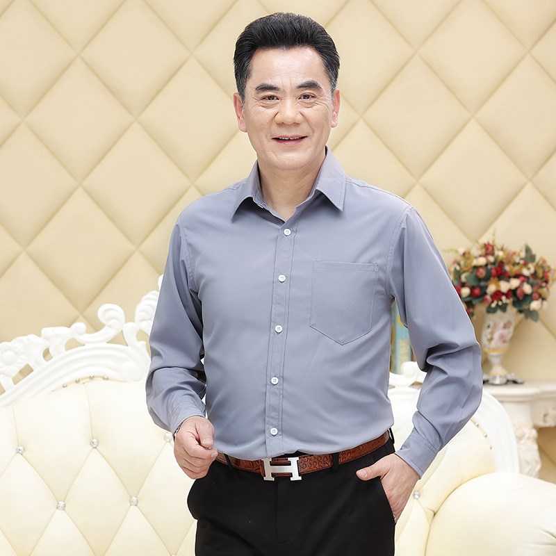 爸爸装春季衬衫长袖中老年40-50岁宽松休闲中年男士免烫薄款衬衣|ruв категории Мужская одежда, рубашка - от Buy2taobao.com для оказания профессиональной услуги покупки агента Taobao