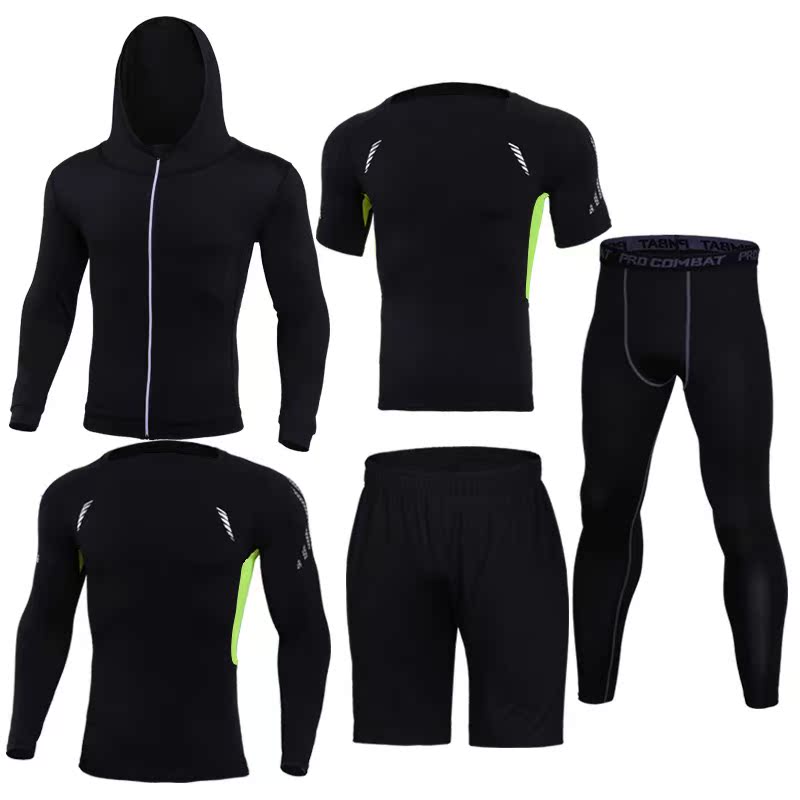 春季健身套装男运动速干训练篮球运动紧身衣男套装五件套装晨跑步|ruв категории спортивный костюм/досуг одежды, фитнес - одежды, спортивный костюм - от Buy2taobao.com для оказания профессиональной услуги покупки агента Taobao