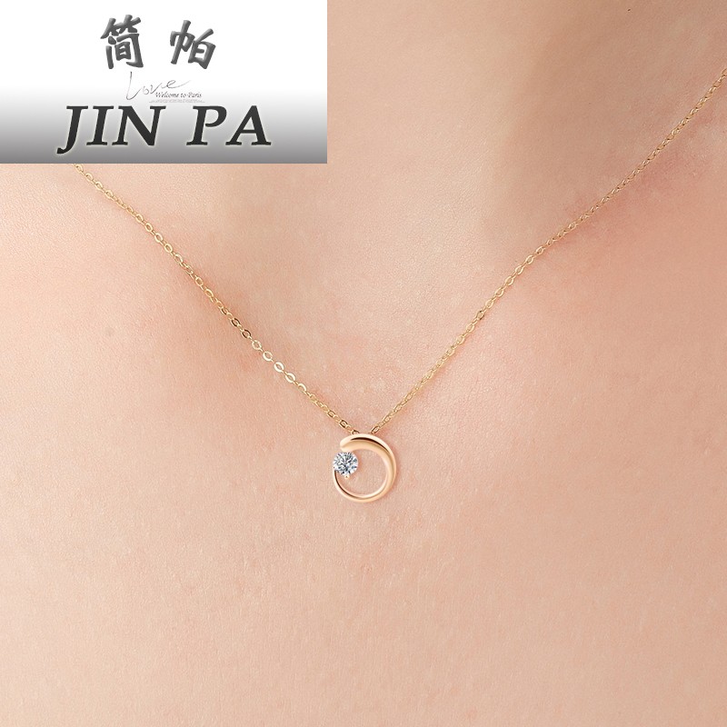 18K彩金项链女玫瑰金锁骨链子简约月亮吊坠情人节送女友生日礼物|ruв категории Украшения,ювелирные изделия, ожерелье - от Buy2taobao.com для оказания профессиональной услуги покупки агента Taobao