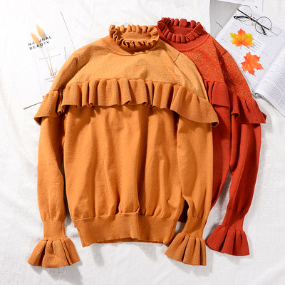 小谷女装复古风怪味毛线衫套头长袖纯色chic温柔毛衣C