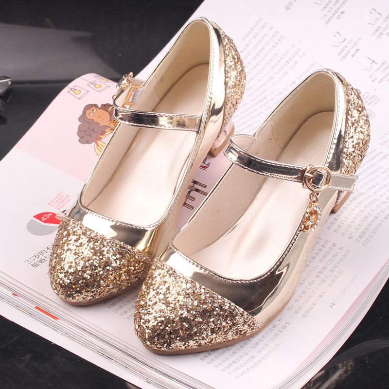 high-grade 61 children girl Princess shoes High-heeled shoes stage Catwalk silvery t Taiwan Japan perform goldenin the Shoes/Baby Shoes/Parent-child shoes , Leather shoes category - from Buy2taobao.com to provide professional Taobao agent buy service