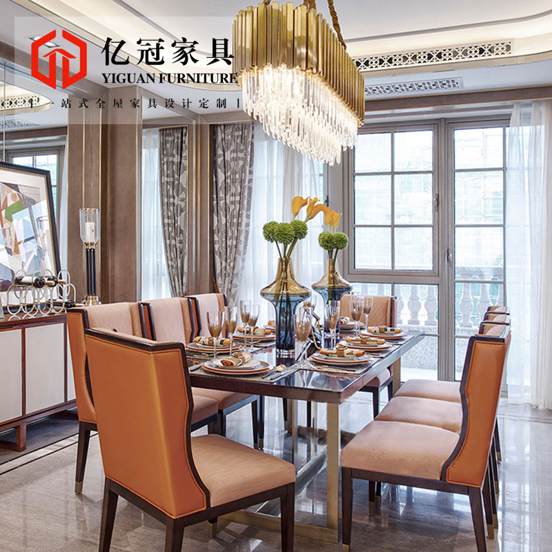 后现代港式轻奢餐桌长方形饭桌 新中式简约布艺一桌六椅组合家具|ruв категории жилой мебели, комплект мебели, ресторан комплект мебели, обеденный стол + стул - от Buy2taobao.com для оказания профессиональной услуги покупки агента Taobao