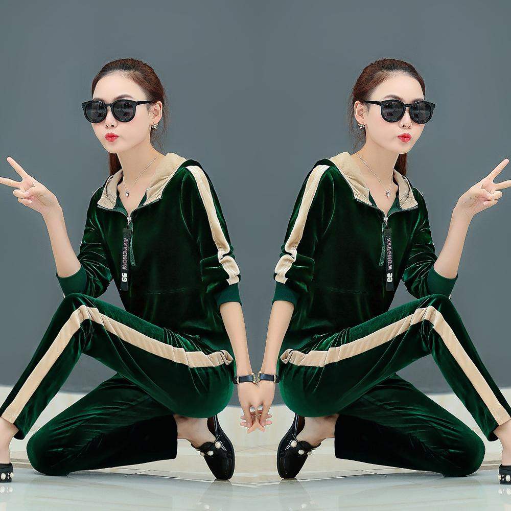 高档欧洲站运动套装女春秋2018新款韩版潮时尚休闲春季绒面卫衣金|msdalam kategori Butik wanita / wanita, menetapkan/pakaian seragam pelajar/seragam kerja, saman sukan Leisure - dari Buy2taobao.com untuk memberikan perkhidmatan ejen Taobao profesional membeli