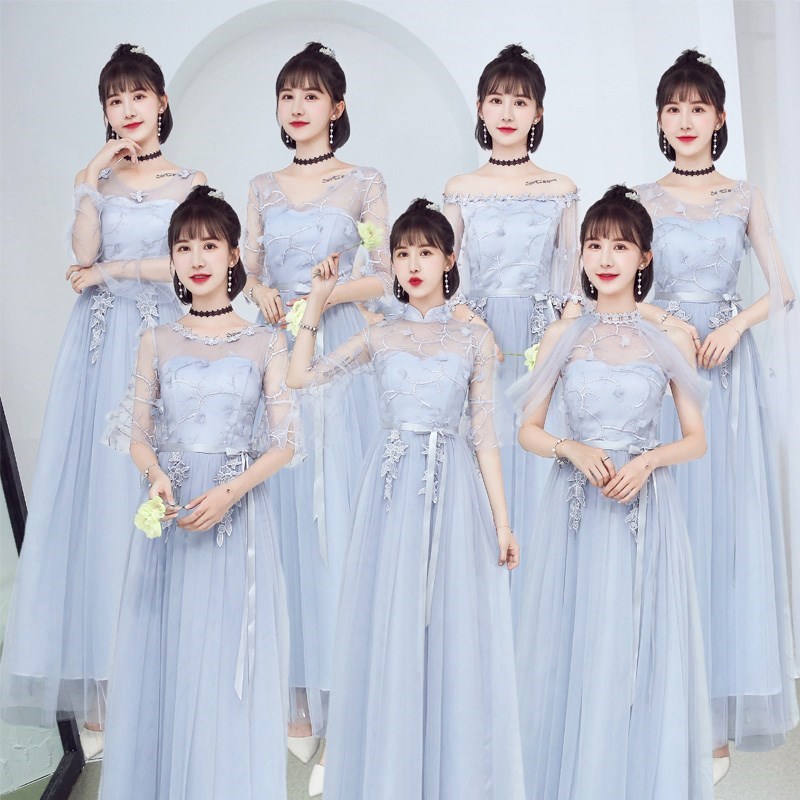 Bridesmaid dress woman 2018 wedding Korean Edition have more cash than can be accounted for grey Chorus Show thin one wordin the Women's clothing/Boutique , Wedding/Cheongsam/Formal dress , Formal dress/Evening category - from Buy2taobao.com to provide professional Taobao agent buy service