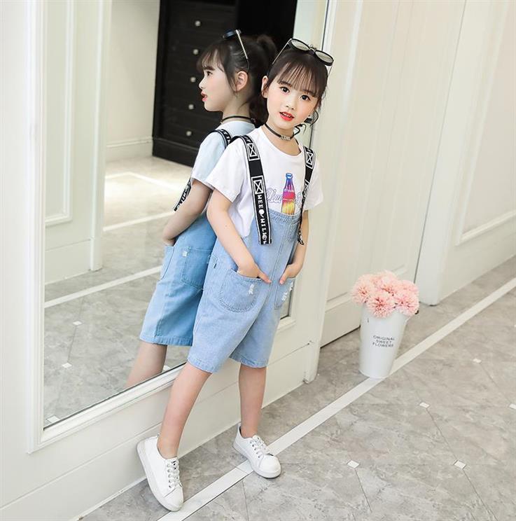 女童牛仔背带五分裤夏装套装薄款2019新款洋气儿童夏款短袖两件套|msdalam kategori Butik wanita / wanita, menetapkan/pakaian seragam pelajar/seragam kerja, seluar kerjaya guaman - dari Buy2taobao.com untuk memberikan perkhidmatan ejen Taobao profesional membeli