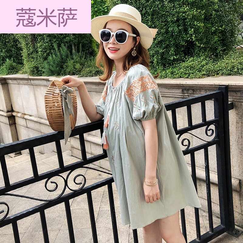 蔻米萨新款孕妇装2018新款孕妇秋装连衣裙时尚款民族风裙子短袖上|msdalam kategori Bekalan Ibu / Ibu / Pemakanan, bersalin, pakaian - dari Buy2taobao.com untuk memberikan perkhidmatan ejen Taobao profesional membeli