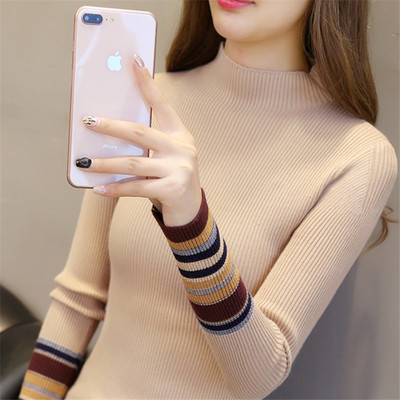 半高领毛衣女2018秋冬新款短款修身黑色套头针织打底衫女长袖内搭