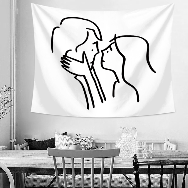 Simplicity ins Line characters Background cloth Net Red photograph Large Valance college student dormitory Upholstery Customizablein the Home Fabric , Tapestry/Tapestry  category - from Buy2taobao.com to provide professional Taobao agent buy service