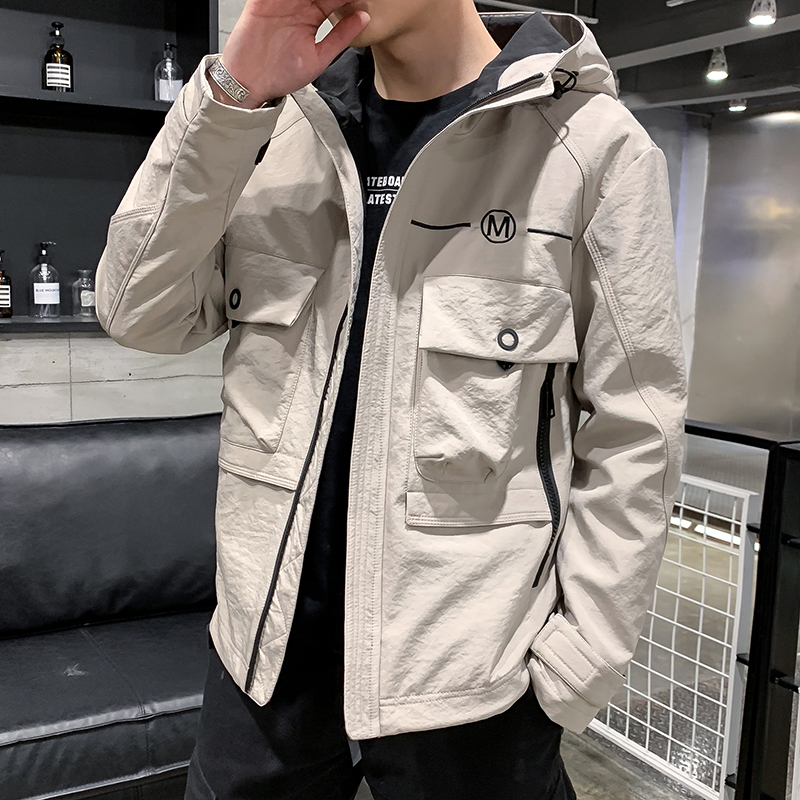 Spring coat male 2019 new pattern Korean Edition Trend handsome men's wear work clothes Jacket Hooded Youth jacket Chaopaiin the Men's clothing, Jacket category - from Buy2taobao.com to provide professional Taobao agent buy service