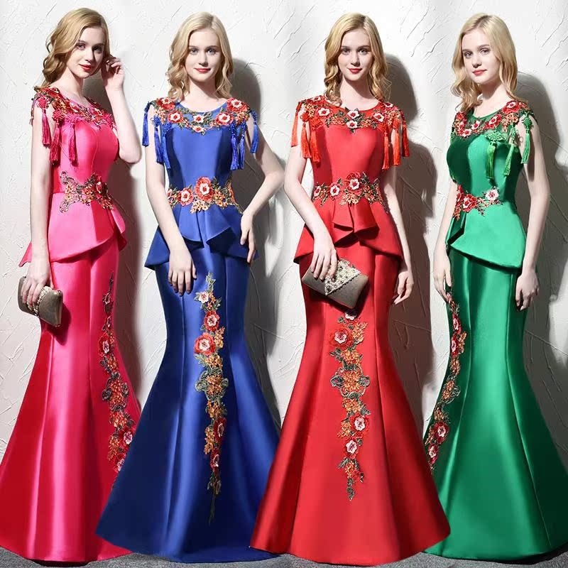 new pattern Evening dress 2018 cheongsam banquet Noble grace Host Fishtail skirt have more cash than can be accounted for fashion Annual meeting clothingin the Women's clothing/Boutique , Wedding/Cheongsam/Formal dress , Formal dress/Evening category - from Buy2taobao.com to provide professional Taobao agent buy service