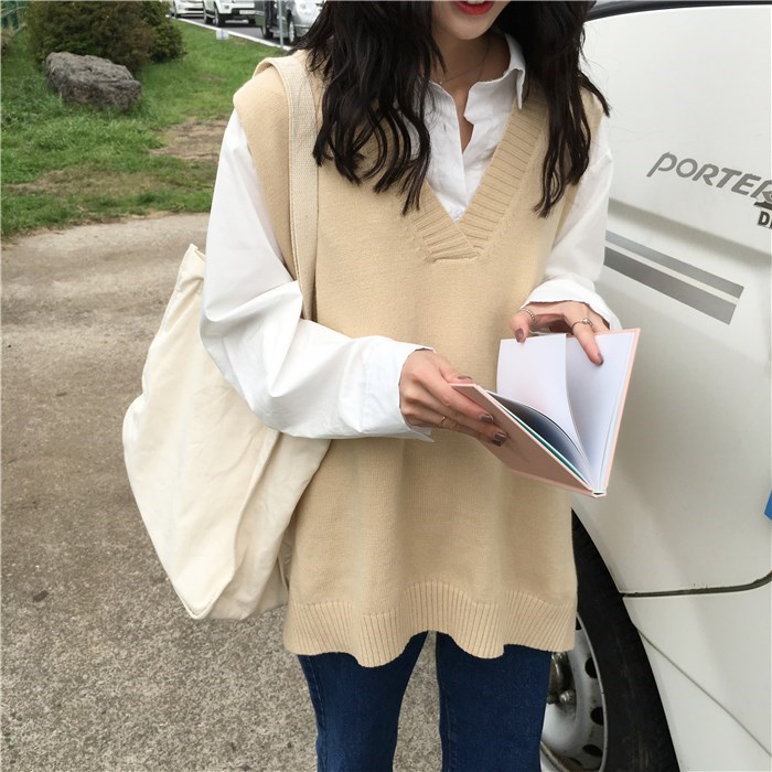 秋装韩版宽松中长款针织衫背心女装V领套头无袖毛衣马甲学生上衣在类目 女装/女士精品, 毛衣中 - 来自Buy2taobao.com提供专业的淘宝代购服务