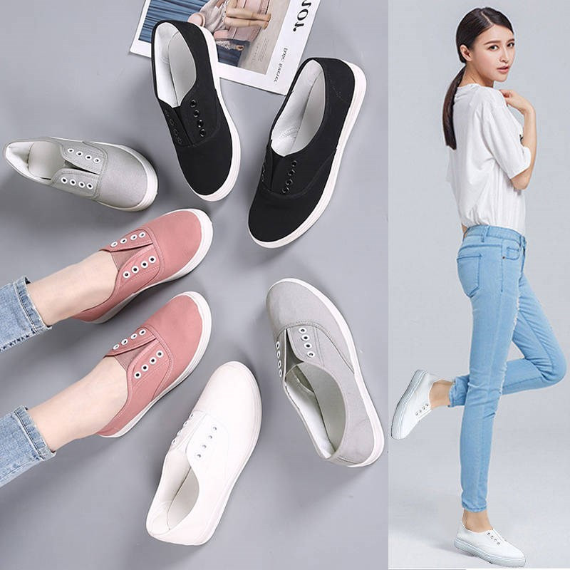 2019 Spring and summer new pattern Korean Edition student Versatile Lazy shoes A pedal Flat bottom skate shoes leisure time canvas shoe White shoesin the Men's Shoes, Canvas shoes category - from Buy2taobao.com to provide professional Taobao agent buy service