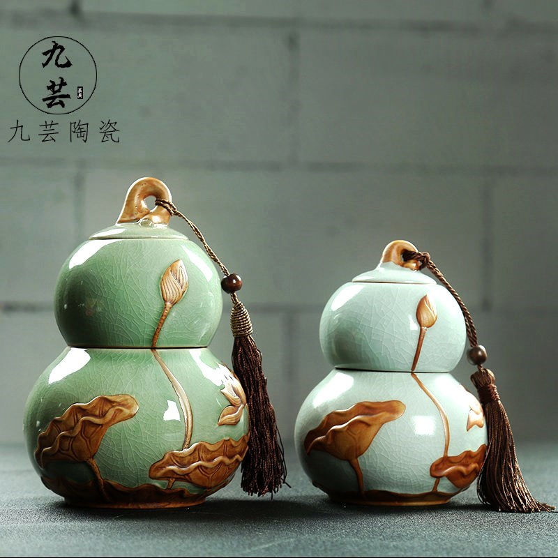 哥窑茶叶罐陶瓷大小号普洱茶密封罐茶叶茶盒紫砂葫芦双层醒茶罐子在类目 餐饮具, 茶具, 茶叶罐中 - 来自Buy2taobao.com提供专业的淘宝代购服务