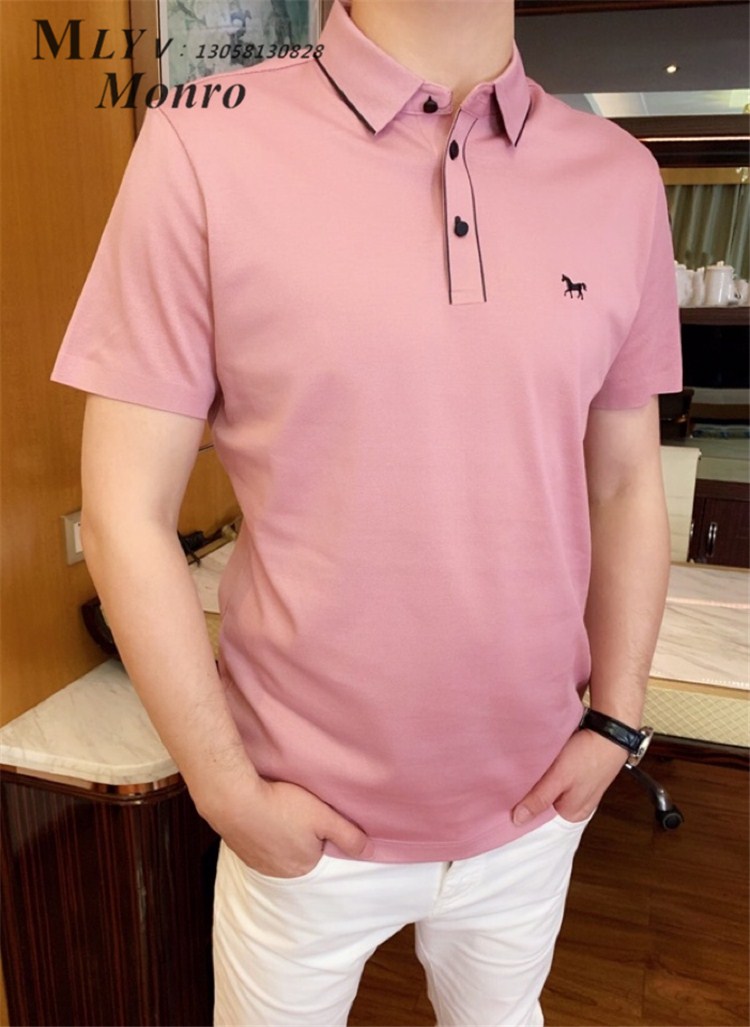 monro Home 2019 summer personality Hit color Embroidery Fine horse pattern handsome man Short sleeved POLO Sweater B/Din the Men's clothing, Polo Shirts category - from Buy2taobao.com to provide professional Taobao agent buy service