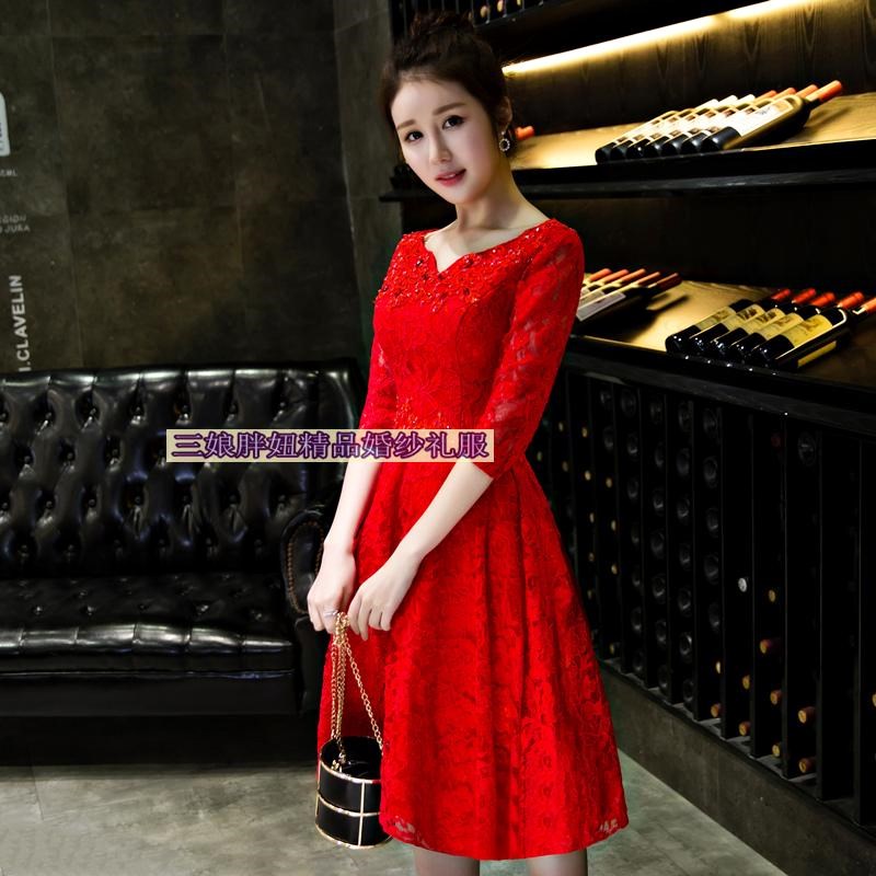 2018新款 敬酒服 新娘结婚礼服裙/加大码加肥mm胖显瘦款红色晚宴在类目 女装/女士精品, 婚纱/旗袍/礼服, 礼服/晚装中 - 来自Buy2taobao.com提供专业的淘宝代购服务