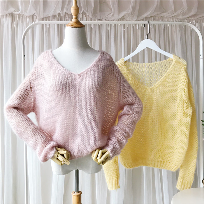 2019 Spring new pattern Macaroon Maiden colour Lazy wind Coarse needle Hollow Sweet pinkycolor Socket sweaterin the Women's clothing/Boutique , Sweaters category - from Buy2taobao.com to provide professional Taobao agent buy service